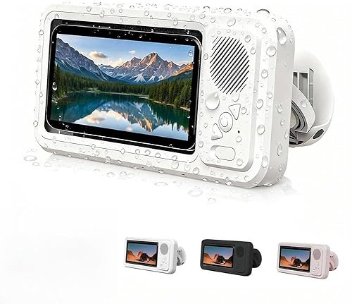 KZJXMH Enceinte Bluetooth sans Fil pour Salle De Bain, Support De Téléphone De Douche Étanche avec Rotation À 360° Et Fixation Murale pour Téléphones Portables De 4 À 6,8 Pouces(1PC)