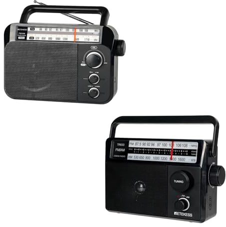Retekess TR604 Portable Radio Bundle with Retekess TR633 Battery Radio Portable, FM AM Radio, 3.5mm Headphone Jack,Clear Sound,Easy to Use for Elderly
