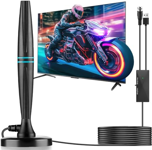 Qincesan TV Antenna Indoor, Antenna for Smart TV, Support 4K 1080p with Signal Booster for Local Channels, Long Range Reception for Old TV and All TVs
