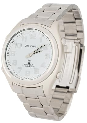 Marschall Deutsch sprechende Herren und Damen Armbanduhr I 1135 I Funkarmbanduhr I Für Blinde, Senioren und Sehbehinderte I Datum- und Zeitansage I Extra große Zeiger