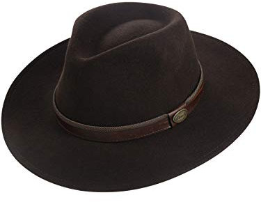 Harrys-Collection Rollbarer Hut mit breiter Krempe braunes Stoffband in 3 Farben!, Farben:Dunkelbraun, Kopfgröße:60