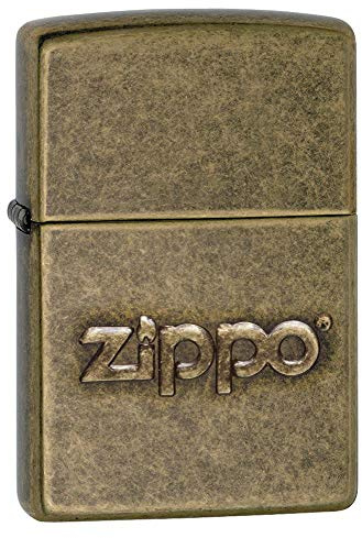Zippo Briquet Tempête - Logo Doré Embossé - Finition Laiton Antique - Rechargeable - Réutilisable - Design Coupe-Vent - Coffret Cadeau - Fabriqué aux États-Unis