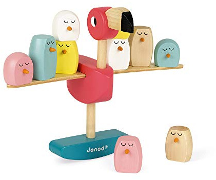 Janod J08230 Zigolos Flamingo-Geschicklichkeitsspiel aus Holz, interaktives Spiel, Farbe auf Wasserbasis, für Kinder ab 3 Jahren, Mehrfarbig