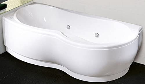 Novellini Venus Vasca Bagno Hydro Disinfezione 180x80/85 H55 cm Idro Laterale 6 Jets Forma Esterna Semicircolare Asimmetrica Interna Otto Sinistra Telaio Pannello Erogatore Display Acrilico Bianco