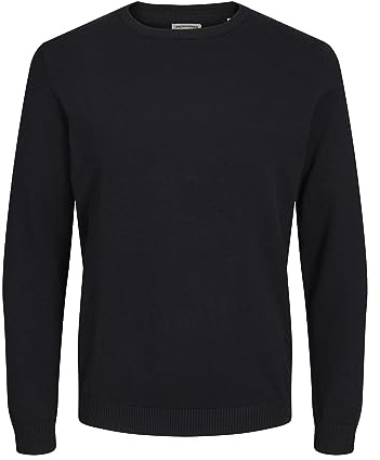 JACK & JONES Mens Knit Crew Neck Sweater Black XL