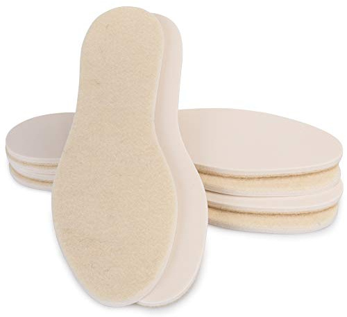 SULPO innersula med får ull & latex – varm isolerande vinterskoinlägg av ull – termos skoinlägg med naturlig får svel – inlägg för vinterskor/3 par, - Beige - 40 EU