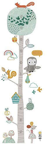 Guooe Wandtattoo Kinderzimmer Junge Mädchen Wandsticker Messlatte Kind Große Baumeichhörncheneule Abnehmbare Vinyl Diy Messleiste Wohndeko Wachstum Höhenmesser Wohnzimmer Babyzimmer