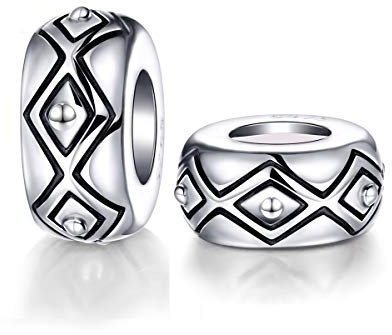 2PCS Jewelry Charm en Argent Sterling Perle de Charme Bouchon- Entretoise Charms pour Bracelet (argent-003)