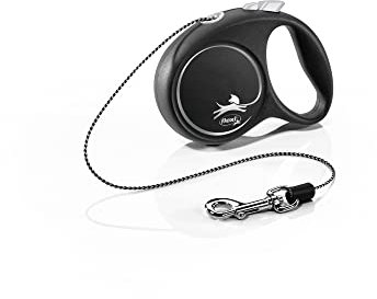 flexi Black Design XS Seil 5 m schwarz/Silber, Roll-Leine für Hunde bis 8 kg