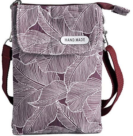 fanshu umhängetasche für Handy und geldbörse Segeltuch schultertasche damen klein handy tasche damen umhänge handytasche zum umhängen stoff(Lila)