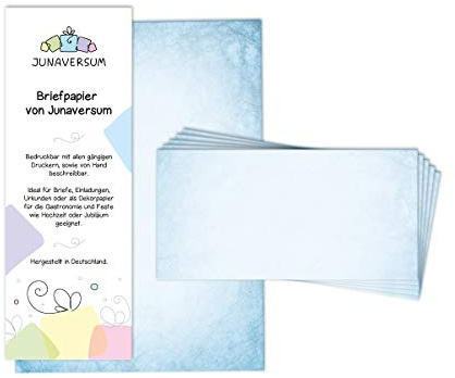 Briefpapier mit Umschlag Briefpapier-Set Vintage blau Motivpapier für Einladungen Hochzeit Urkunden (20 Blätter + 20 Umschläge)