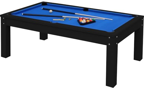 Sportime 6.5 ft Billard-Tischtennis-Esstisch | 186x93 cm Spielfeld | Esstisch für 8-10 Personen | Schwarz | Freizeit Spaß | 130 kg | PVC Spielfläche | Metall Querstreben