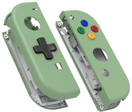 eXtremeRate Matcha Green Housing (D-Pad Version) with Colorful Buttons for Joycon Handheld Controller, DIY Replacement Shell Case for Nintendo Switch & Switch OLED [Only the Shell, NOT the Joycon]