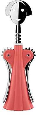 Alessi AM01 P Korkenzieher aus thermoplastischem Harz, rosa und verchromtem Zamak