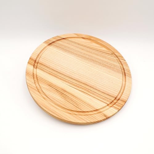 JOWE Planche à découper ronde en frêne 1 planche à découper en bois Planche à petitdéjeuner de qualité supérieure avec rainure à jus Diamètre 25 cm Fabriquée à la main en Autriche (1 x frêne)