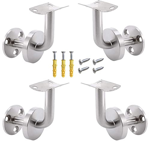 YouYuer 4PCS Handlauf Edelstahl Handlaufträger Geländer Handlaufstütze Handlaufhalter Wandhalter Holz Geländer Handlauf Befestigung für Treppengeländer Wandhalter Holz mit Schrauben