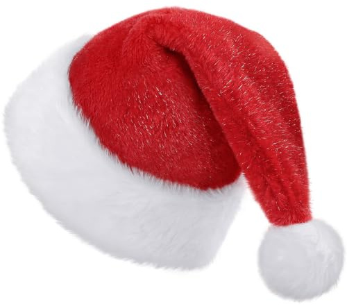 KONVINIT Weihnachtsmütze Weihnachtsmann Mütze Plüsche Nikolausmütze Warm and Dicker Santa Mütze Weihnachtshut für Erwachsener