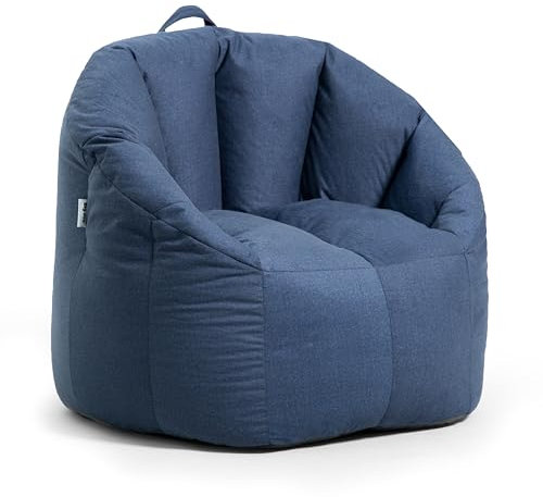Big Joe Milano Bean Bag Chair for Kids, Teens, Adults, Denim Cobalt Lenox, Durable Woven Polyester, 2.5 foot Refillable