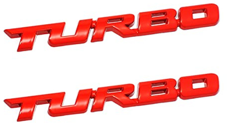 AICEL Turbo-Auto-Emblem, 2 Stück 3D-Metall-Turbo-Abzeichen für Auto-Seitenkarosserie, Kotflügel, Heckklappe, Namensschild für alle Autos, LKW, SUV (rot)