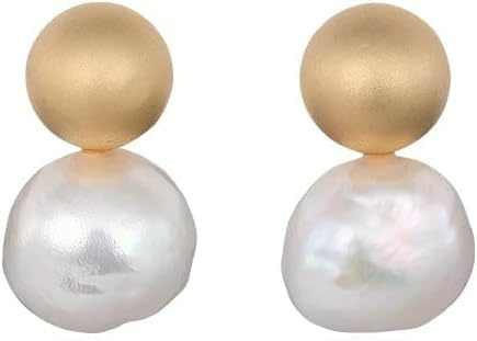 HUGETOMATO Barockperlen Ohrstecker mit 925er Silber-Post, Echte Süßwasser-Barockperlen (8mm) & Handgefertigt, Elegante Perlenohrringe für Damen, Hypoallergen, Hochzeit, Alltag, Geschenk