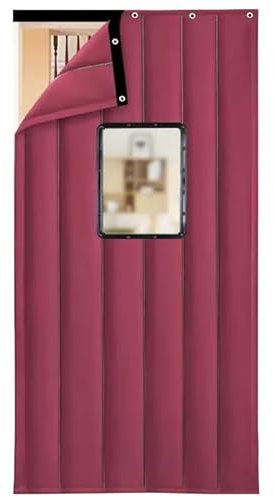 WHYATT Wärmeschutzvorhang, Türvorhang, Wärmeisolierter Türvorhang, Schalldichte, Geräuschreduzierende, Winddichte Tür (Color : Claret, Size : 59.0x90.5in/150x230cm)