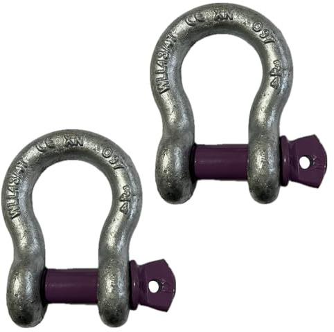 2x Lifting Shackle WLL 4.75 Ton Galvanised Screw Pin Tested Alloy Bow Shackles