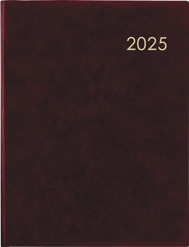 Zettler - Wochenbuch 2025 bordeaux, 21x26,5cm, Taschenplaner mit 128 Seiten im wattiertem Einband, Eckperforation und Fadensiegelung, Mondphasen, Wochenübersicht und internationales Kalendarium