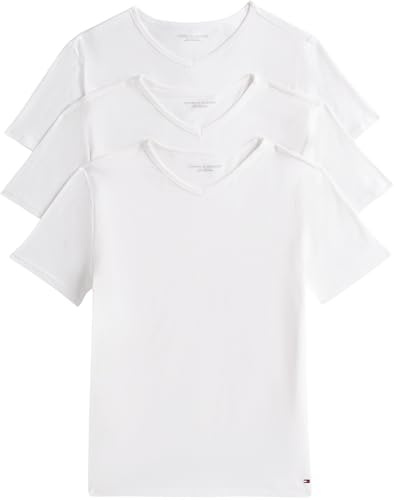 Tommy Jeans Camisetas de Manga Corta Pack de 3 Hombre Stretch con Cuello de Pico