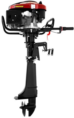 SICHENSH 7PS Gasantrieb Aussenborder Benzinmotor 4-Takt Benzin-Bootsmotor mit TCI-Zündanlage 196CC Außenbordmotor Geeignet für Kleine Boote mit Einer Heckhöhe von 19,88 Zoll Oder Weniger