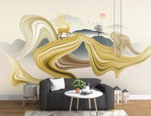 Fototapete Blumen 3D Tapeten 3D Effekt Wohnzimmer Schlafzimmer Vliestapete Abstrakte Landschaft Elch Ribbon Natur Grau Graffiti Steinoptik Kinder Tapeten