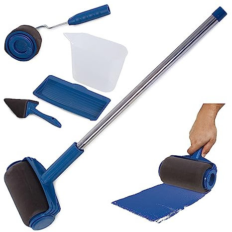 HUKITECH E-Z Paint Roller - Paint Roller - Set - Edge Roller - Paint Tank - 700 ml - Painting System - Painting Set - Measuring Cup - Extension Rod