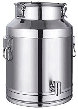 Airtight Stainless Steel Milk Transport Cans - 15L/20L/28L/35L Farm Milk Storage Can Wine Pail Oil Barrel Tea Canister with Sealed Lid & Spigot Dispenser/Siliver / 20L
