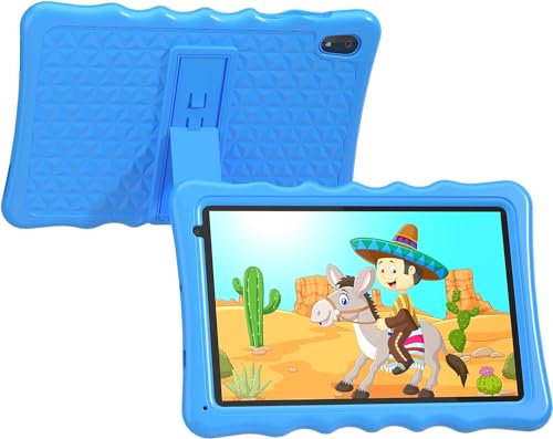 Tablette pour enfants BYYBUO, tablette Android 13 de 10,1 pouces pour enfants, 32 Go ROM 5000 mAh, tablettes pour tout-petits avec Bluetooth, WiFi, contrôle parental, double caméra, étui antichoc