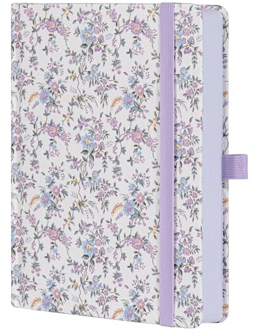 TIEFOSSI Cuaderno forrado para mujer, cuaderno A5 con rayas universitarias para escribir, 316 páginas numeradas, papel grueso, diario, para trabajo, hogar, escuela, toma de notas, negocios