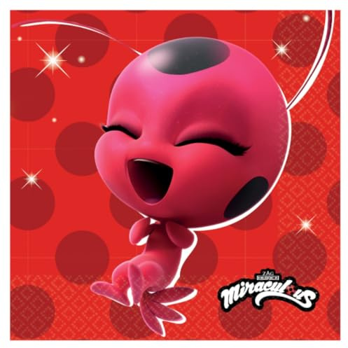16 Servietten * MIRACULOUS LADYBUG * als Deko zum Kindergeburtstag und Party | Größe: 33x33cm, aus Papier | Papierservietten Napkins Kinder Geburtstag