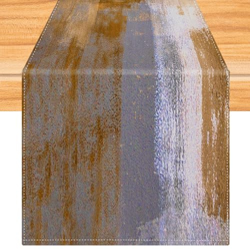 Kiatuniya Chemin de Table Marron 40 x 140 cm décoration de Table Art Moderne Table au Chemin de Table Court Décoration de Table Lavable pour Fête Mariage Vacances Cuisine Décoration