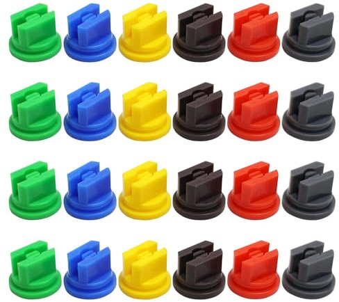 24 PCS Spraying Spray Nozzles Tips 110 Degree Flat Fan Shape 0.15-0.6mm Pore Replacement Nozzles Plastic Assorted Set for Garden Hose Knapsack Spraying Weed Killing in Agriculture Forestry