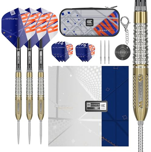 Target Darts Raymond Van Barneveld Chrono Swiss Point Steeldarts, 95% Tungsten Dart Set, 21G/23G/25G | Enthält Dart Case Takoma Wallet, Extra Dart Flights, Swiss Dart Points Dartspitzen & SP Tool