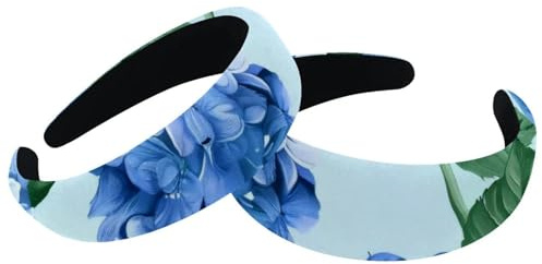 Lot de 2 bandeaux larges en velours pour femme, hortensias bleus à motif floral, accessoires rembourrés, bandeaux de beauté pour filles