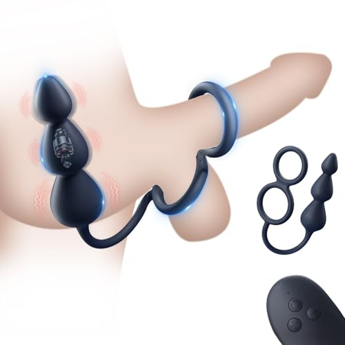 BDSMYEE Plug Anal Vibromasseur avec Cock ring, Sex toys butt plug avec 10 modes de vibration et télécommande, anals jouet sexualité couple sextoyse couple plaisir