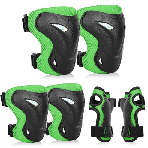 YOOXARMOR Set di Protezioni per Bambini da 3 a 8 Anni, Ginocchiere, Gomitiere, Polsiere Regolabili per Pattini a Rotelle, BMX, Bici,Ciclismo,Skateboard,Pattini in linea,Monopattini[6 Pezzi]