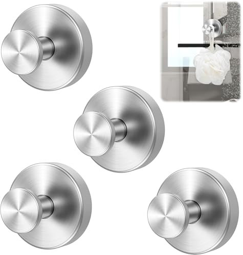 Sunshine smile 4 Stück Handtuchhalter ohne Bohren,Handtuchhaken Bad Edelstahl, Saugnapf Haken, Saughaken Extra Stark, Wasserdicht Saugnapfhaken für Bad, Küche