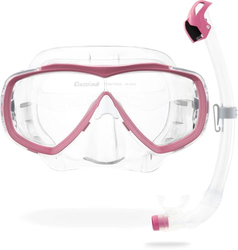 Cressi Estrella + Seal Dry Combo Clear/Pink - Set Combo para Adultos Máscara Estrella e Innovador Snorkel Seal Dry, Buceo e Snorkeling, Transparente/Rosa, Talla Única