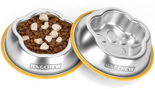 IDOGCHEW Gamelle Chat INOX Antidérapante Lot de 2