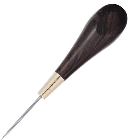 WUTA Leather Stitching Awl, Wood Handle Circle Shape Blackwood & Brass Craft Tool, Handmade Sewing Tools DIY Leather Crafts with Storage Box（2.0 mm）