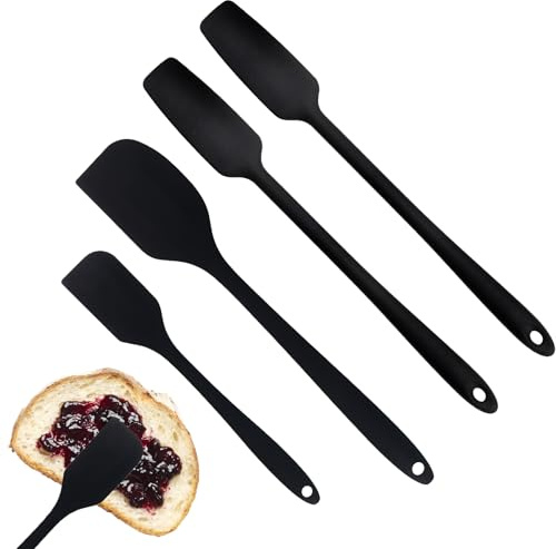 4 Pezzi Leccapentole Spatole Silicone Cucina Raschietti in Silicone Premium Resistenti Al Calore Con Manici Lunghi per Salse Cottura Cottura Al Forno E Mescolatura