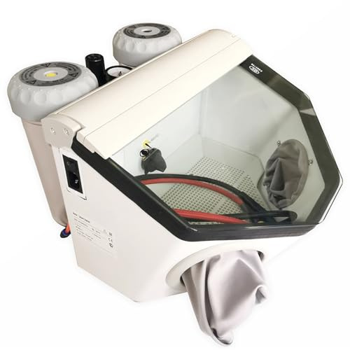 Sand Blasting Machine, Double-Pen Fine Sandblaster with LED Glass Window, Pressure Regulator for Surface Treatment of Various Materials