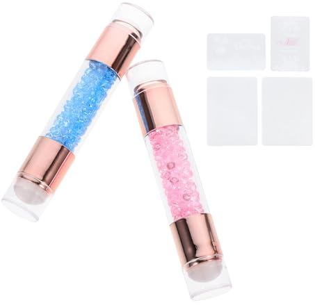 NULYLU Timbratore Doppia Testa per Nail Art in Silicone Trasparente 2 Pezzi Facile da Usare per Decorazioni Unghie a Casa e Salone