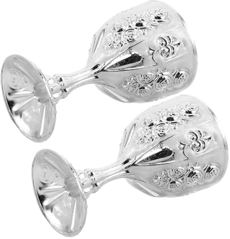 BETOOKY 2 Copas de Vino de Metal Plata Diseño Vintage y Agarre Cómodo, Resistentes a Caídas, Ideales para Decoración y Celebraciones Hogar