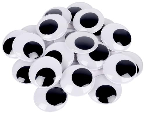 DECORA 2 Inch Large Wiggle Eyes, 24pcs Round Plastic Googly Eyes Self Adhesive Black Eye for Handmade DIY Crafts